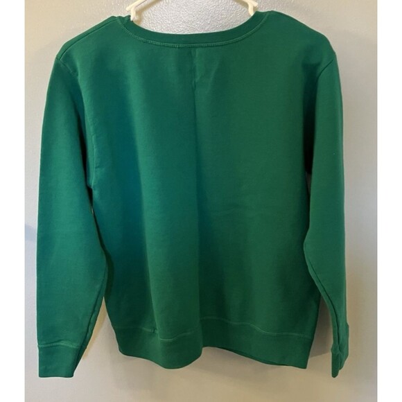 Hanes Soft Green & White Holiday Sparkle Snowflakes Sweatshirt Sz M - Picture 7 of 7